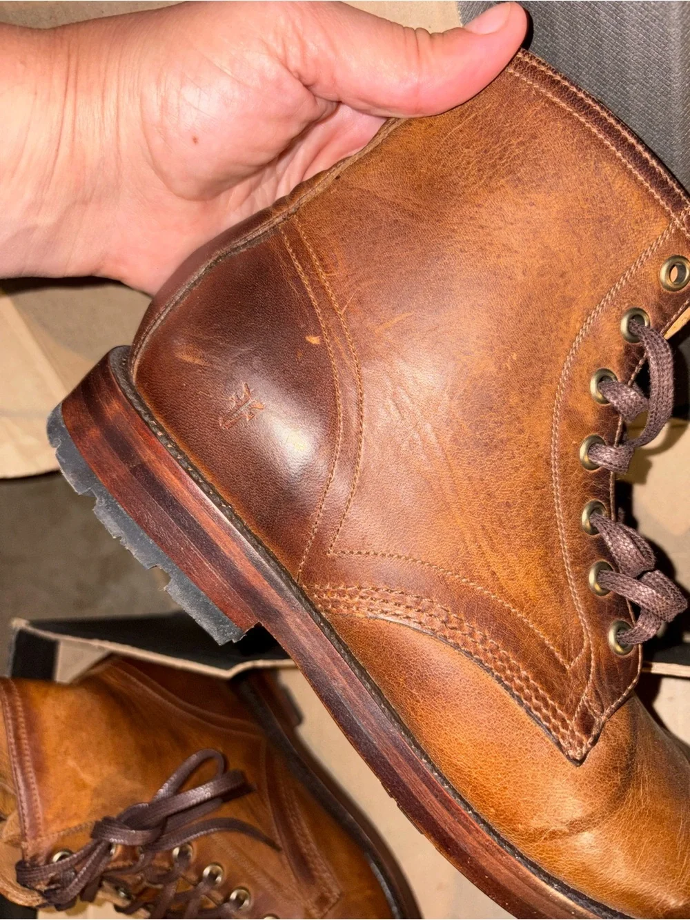 Frye Cognac Leather Chukka Lace-Up Boots